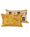 Coussin en ikat velours jaune 