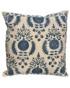 embroided cushion white and blue