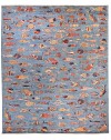 Tapis noué neuf - Poissons bleu clair