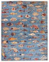 Hand-knotted new rug - Navy blue Fish