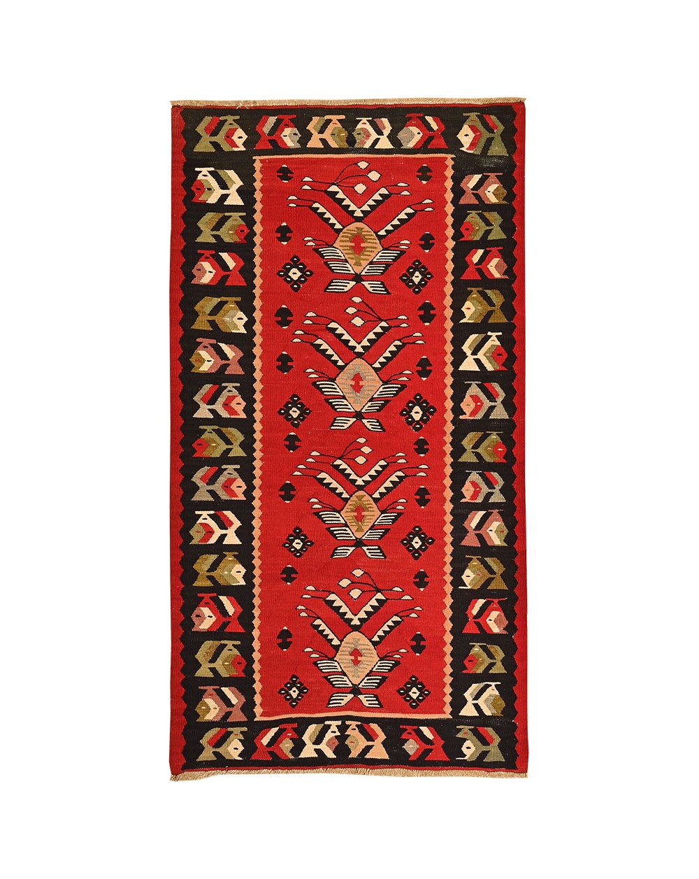 Petit tapis kilim Pirot rouge