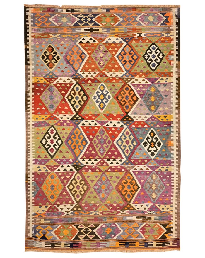 tapis kilim ancien pastel